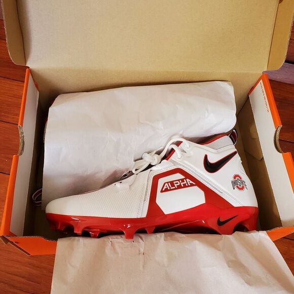 Nike Alpha Pro 3 Wide Ohio‎ State Football Cleats Men 10.5 White University Red main image 8